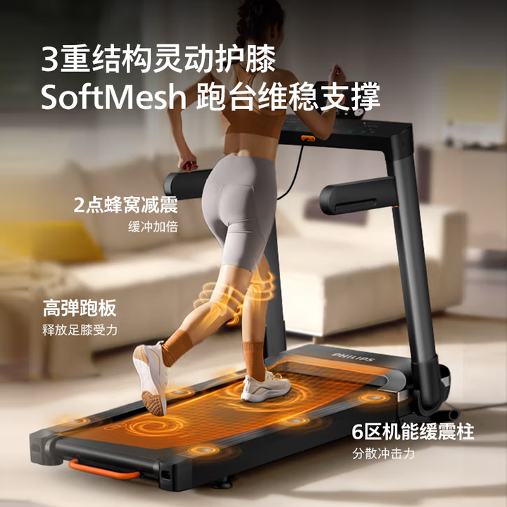 飛利浦跑步機家用智能靜音可折疊室內小型電動爬坡健身房專用器材