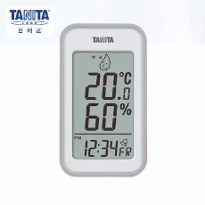 百利達（TANITA）高精度電子溫濕度計通用大屏數(shù)字顯示可顯示時間日期 TT-559白色/橙色
